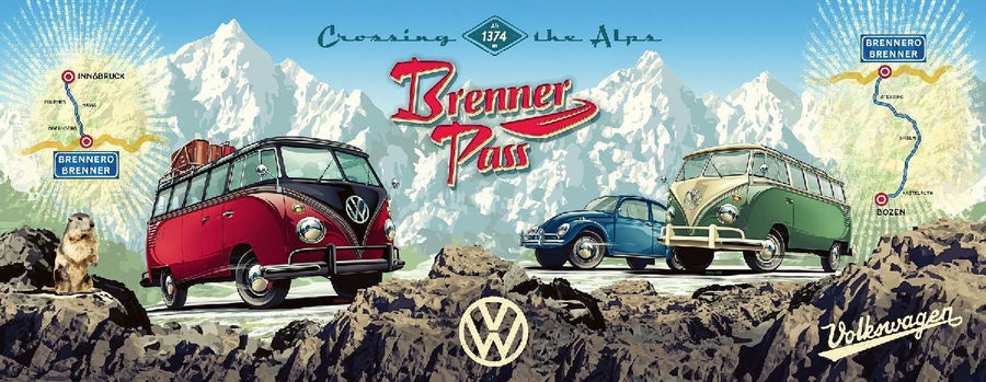 Erwachsenenpuzzle 1000 Teile - Volkswagen - Mit dem VW Bulli über den Brenner