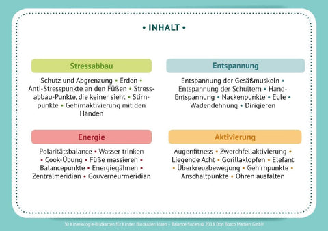 30 Kinesiologie-Bildkarten für Kinder