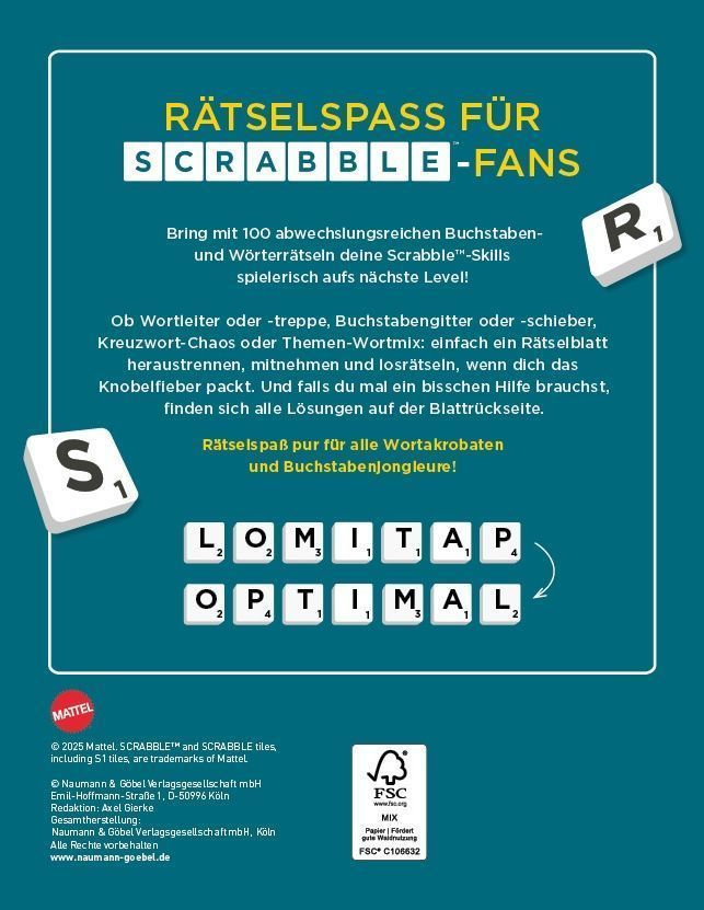 Scrabble(TM)-Rätselblock "to go" (Rückseite)