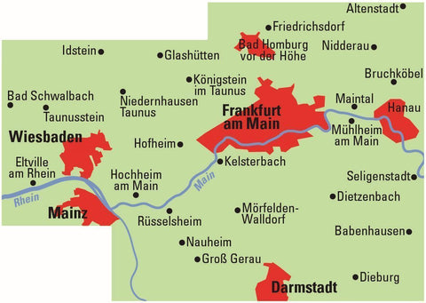ADFC-Regionalkarte Frankfurt a. M. Wiesbaden /Darmstadt, 1:50.000, mit Tagestourenvorschlägen, reiß- und wetterfest, E-Bike-geeignet, GPS-Tracks-Download