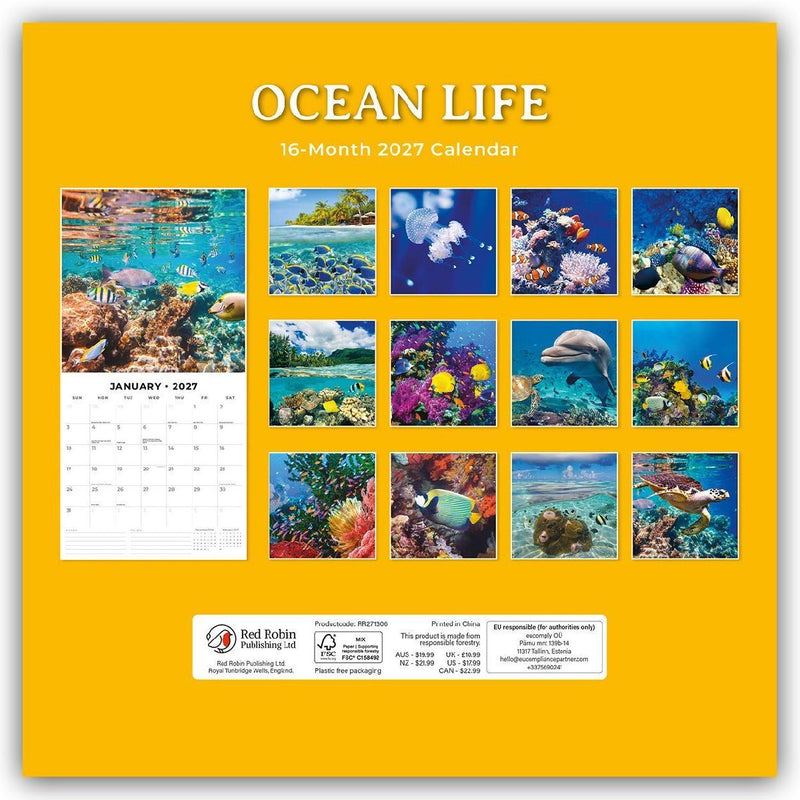 Ocean Life - Leben im Ozean 2027 - 16-Monatskalender (Rückseite)