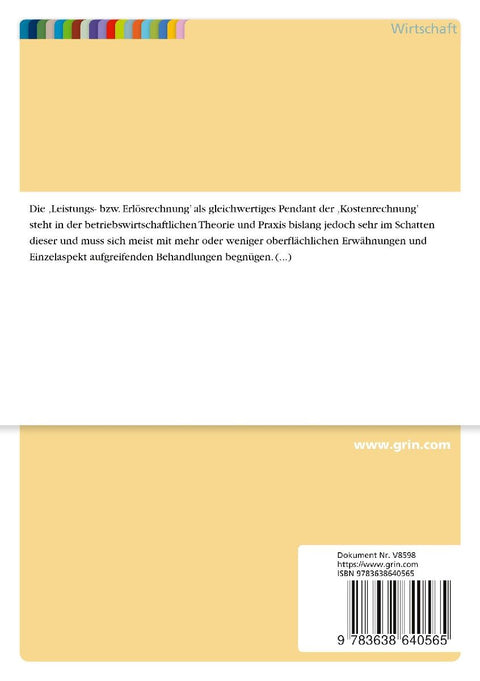 Notwendigkeit und Aufgaben einer Leistungsrechnung