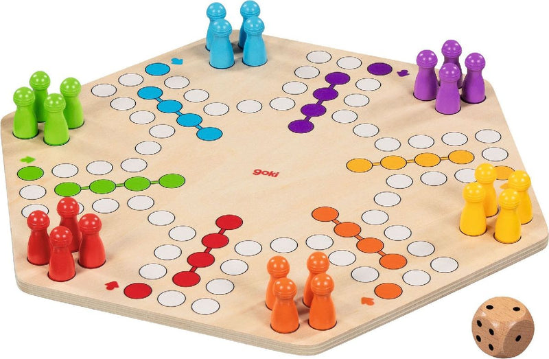 Ludo für bis zu 6 Spieler, beidseitig bedruckt