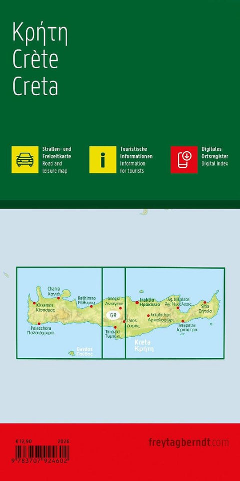 Kreta, Straßen- und Freizeitkarte 1:150.000, freytag & berndt