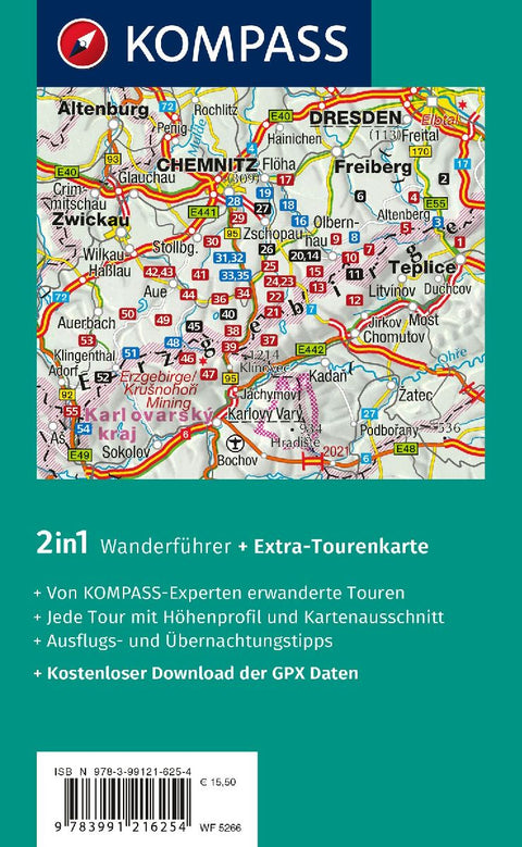 KOMPASS Wanderführer Erzgebirge, 55 Touren mit Extra-Tourenkarte