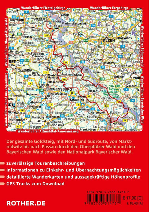 ROTHER Wanderführer Goldsteig. Alle Etappen der Nord- und der Südroute von Marktredwitz nach Passau
