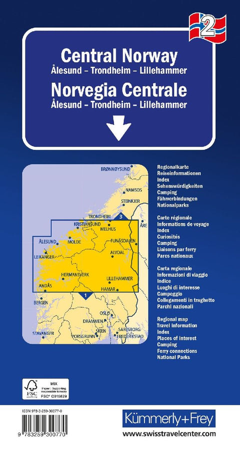 Kümmerly+Frey Regional-Strassenkarte 2 Mittel-Norwegen 1:325.000
