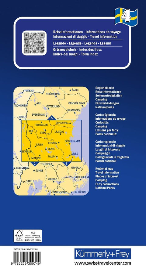 Kümmerly+Frey Regional-Strassenkarte 4 Schweden Mitte 1:250.000
