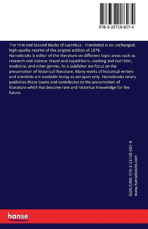 The First and Second Books of Lucretius