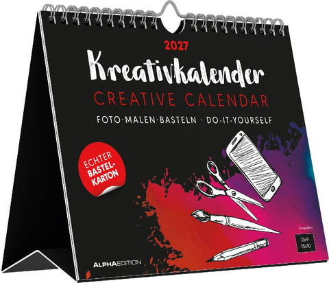 Kreativkalender Tischaufsteller quer schwarz 2027
