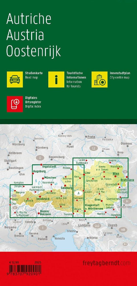 Österreich, Straßenkarte 1:300.000, freytag & berndt
