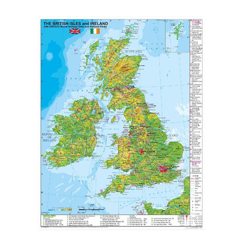 The British Isles and Ireland with UNESCO World Heritage Sites and National Parks (engl.)