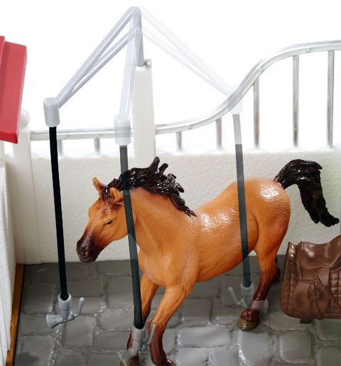 Pferdebox und Waschplatz mit Pferd
