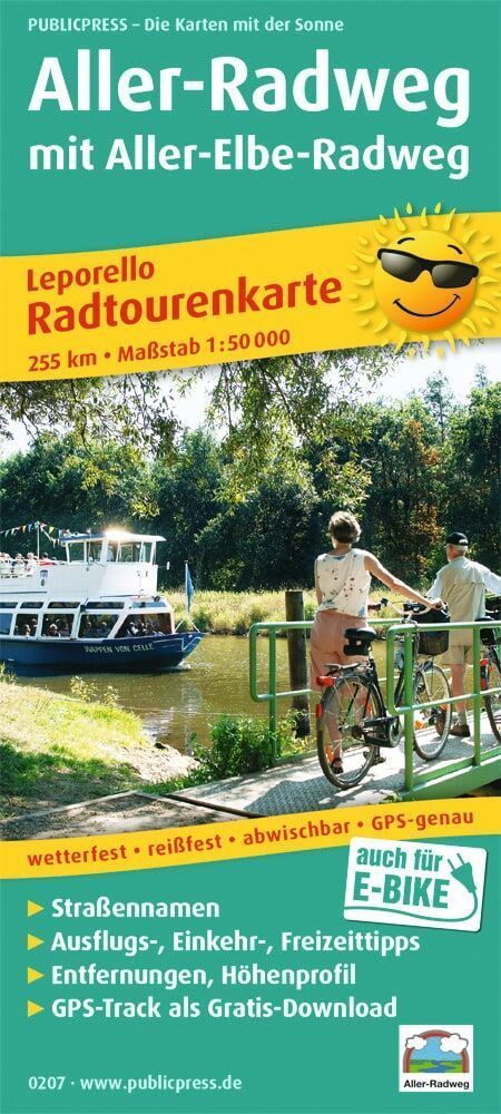 Radwanderkarte Aller-Radweg mit Aller-Elbe-Radweg 1 : 50 000
