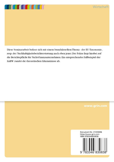 Nachhaltigkeitsberichterstattung nach der EU-Taxonomie-Verordnung