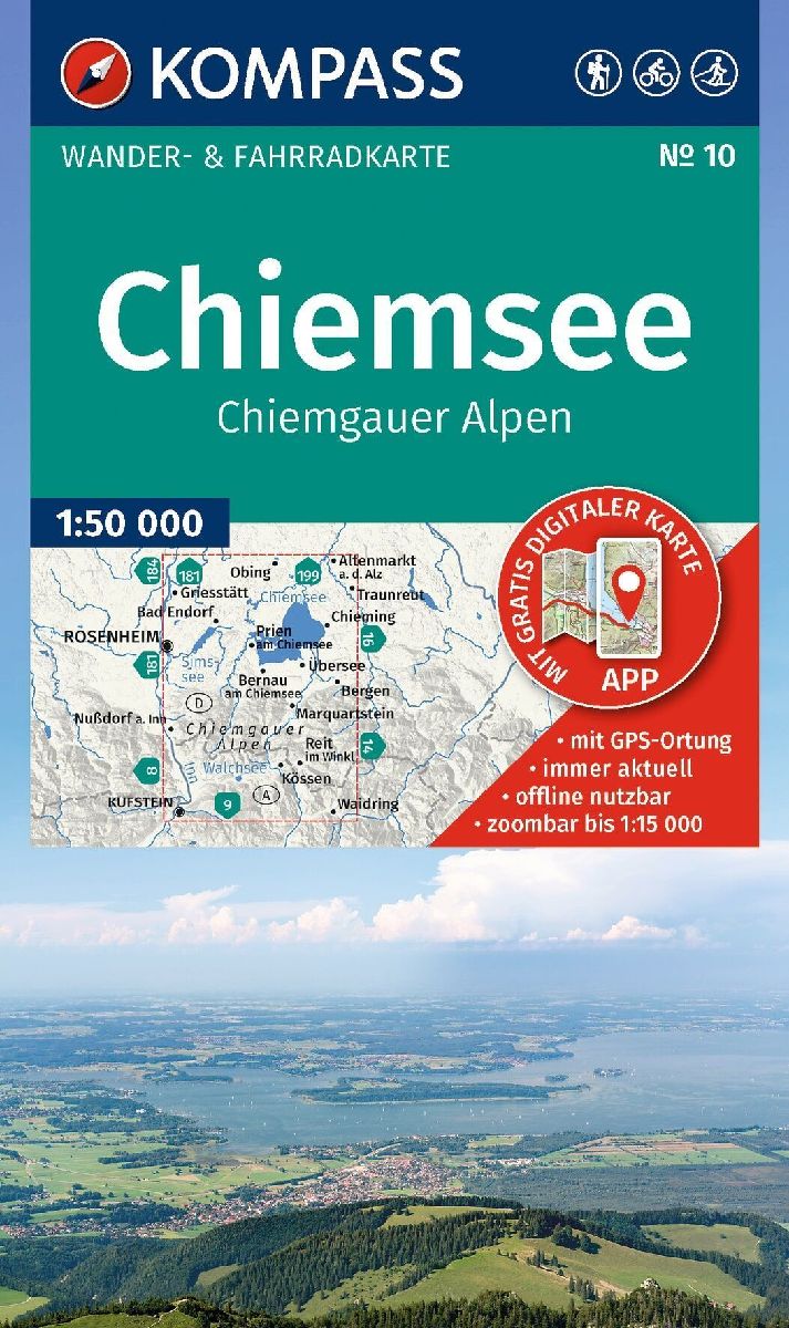 KOMPASS Wanderkarte 10 Chiemsee, Chiemgauer Alpen 1:50.000