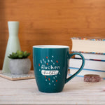 Tasse mit Motivdruck "fluchen hilft", mit Banderole