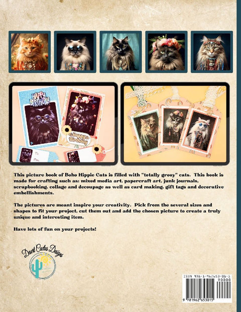 Scrap Paper Journeys - Boho Hippie Cat Collection Cut and Craft