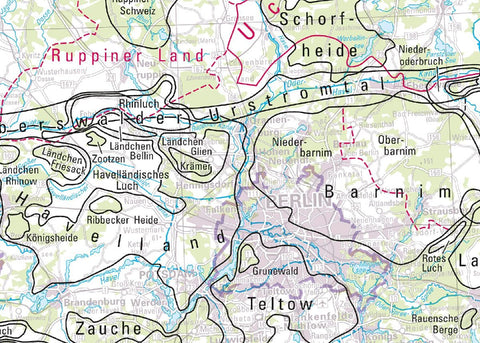Deutschland auf einen Blick! Landschaftskarte 1:750 000 mit Aufhänger und Metall-Bestäbung