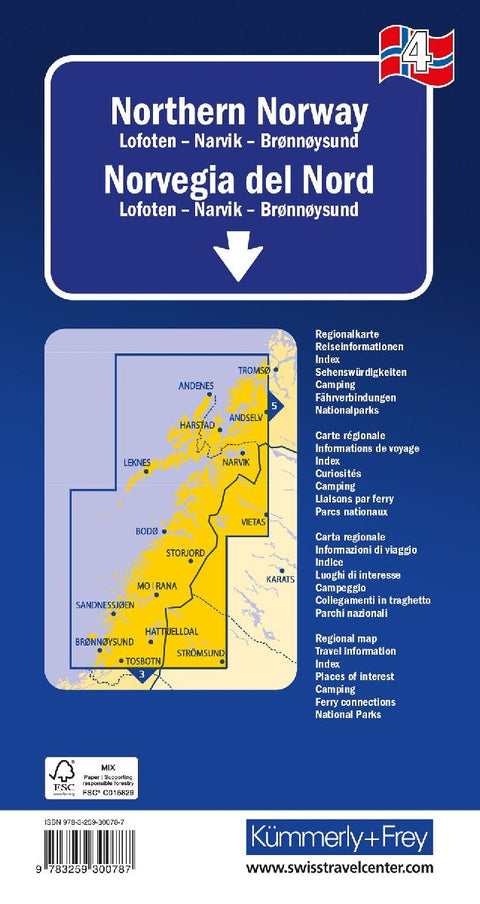 Kümmerly+Frey Regional-Strassenkarte 4 Nord-Norwegen 1:420.000