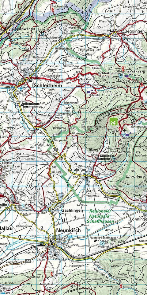 KuF Schweiz Wanderkarte 01 Schaffhausen - Winterthur 1 : 60 000