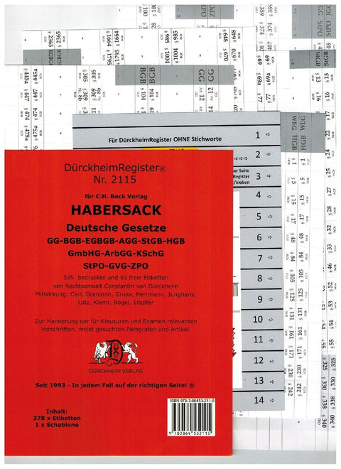 DürckheimRegister® HABERSACK (2023) Gesetze und §§