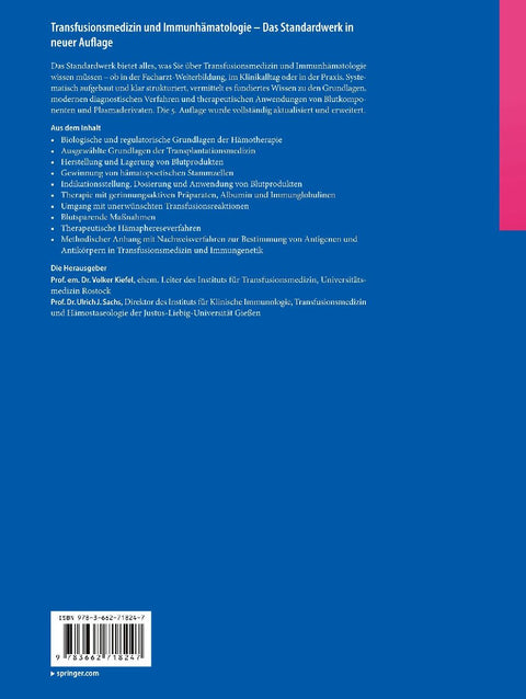 Transfusionsmedizin und Immunhämatologie