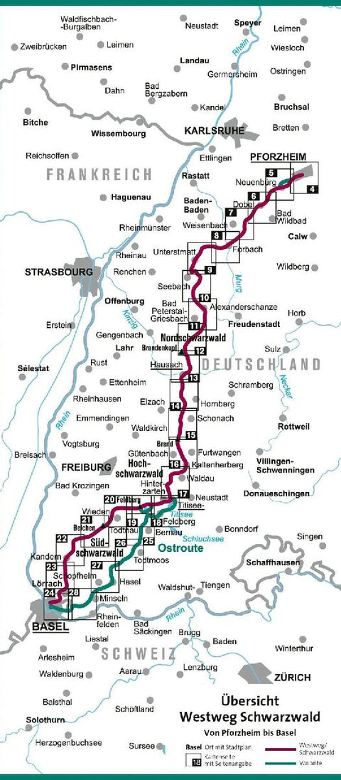 KOMPASS Wander-Tourenkarte Westweg Schwarzwald 1:50.000