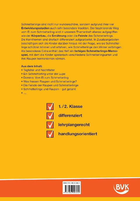 Themenheft Schmetterlinge 1./2. Klasse