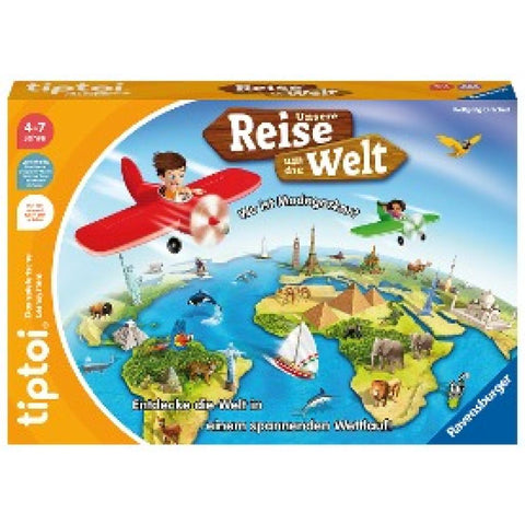 Ravensburger tiptoi Spiel 00117 Unsere Reise um die Welt - Lernspiel ab 4 Jahren, lehrreiches Geografiespiel für Jungen und Mädchen, für 1-4 Spieler
