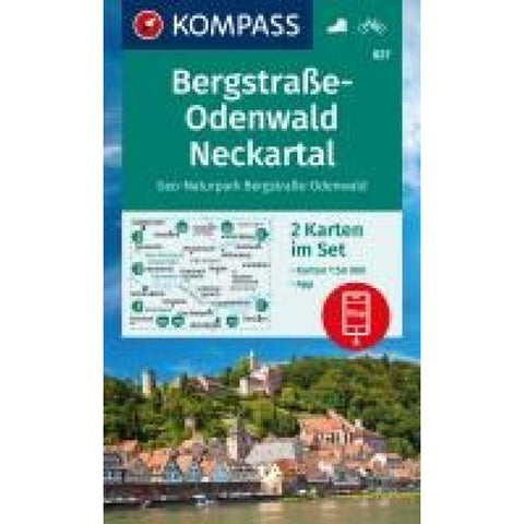 KOMPASS Wanderkarten-Set 827 Bergstraße-Odenwald, Neckartal, Geo-Naturpark Bergstraße-Odenwald (2 Karten) 1:50.000