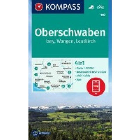 KOMPASS Wanderkarte 187 Oberschwaben, Isny, Wangen, Leutkirch 1:50.000