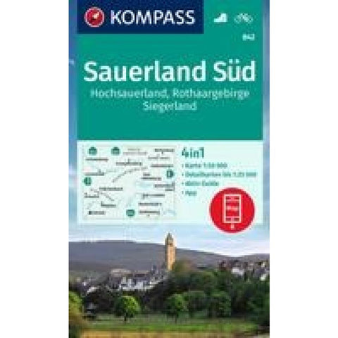 KOMPASS Wanderkarte 842 Sauerland Süd, Hochsauerland, Rothaargebirge, Siegerland 1:50.000