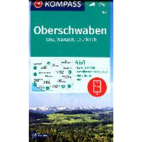 KOMPASS Wanderkarte 187 Oberschwaben, Isny, Wangen, Leutkirch 1:50.000