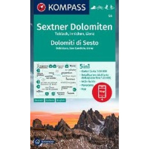 KOMPASS Wanderkarte 58 Sextner Dolomiten, Toblach, Innichen, Lienz / Dolomit di Sesto, Dobbiaco, San Candido, Lienz 1:50.000