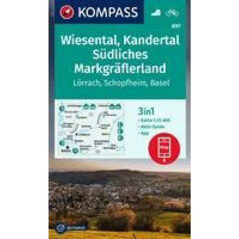 KOMPASS Wanderkarte 897 Wiesental, Kandertal, Südliches Markgräflerland, Lörrach, Schopfheim, Basel 1:25.000