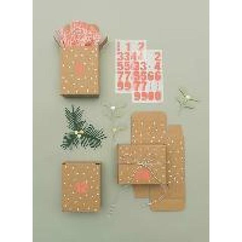 Adventskalender Boxen, Kraftpapier/Gold