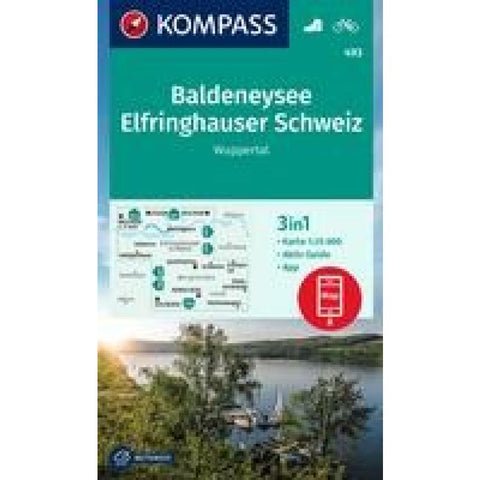 KOMPASS Wanderkarte 493 Baldeneysee, Elfringhauser Schweiz, Wuppertal 1:25.000