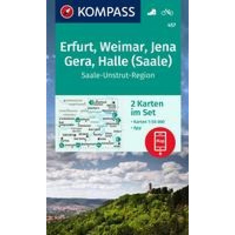 KOMPASS Wanderkarten-Set 457 Erfurt, Weimar, Jena, Gera, Halle (Saale) (2 Karten) 1:50.000