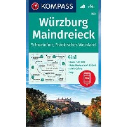 KOMPASS Wanderkarte 166 Würzburg, Maindreieck, Schweinfurt, Fränkisches Weinland 1:50.000