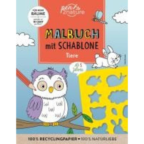 Malbuch mit Schablone. Tiere