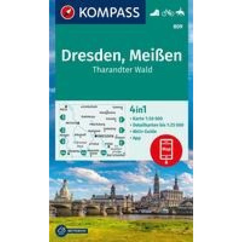 KOMPASS Wanderkarte 809 Dresden, Meißen, Tharandter Wald 1:50.000