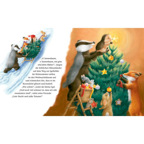Der kleine Igel und der Gast im Weihnachtsbaum