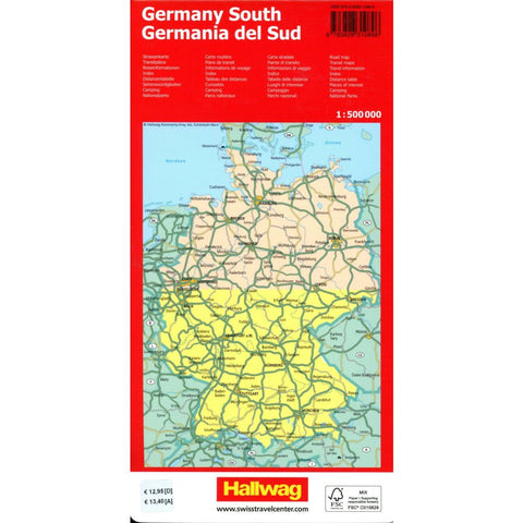Hallwag Strassenkarte Deutschland Süd 1:500.000