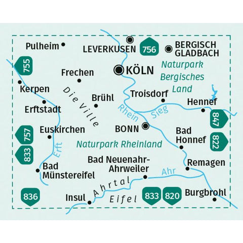 KOMPASS Wanderkarte 758 Köln, Brühl, Bonn, Ahrtal 1:50.000