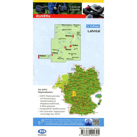 BVA ADFC Regionalkarte Lahntal, mit Knotenpunkten 1:75.000