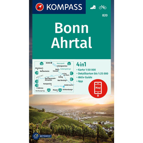 KOMPASS Wanderkarte 820 Bonn, Ahrtal 1:50.000