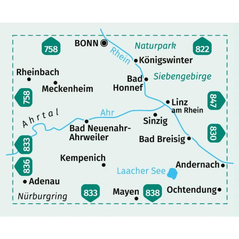 KOMPASS Wanderkarte 820 Bonn, Ahrtal 1:50.000