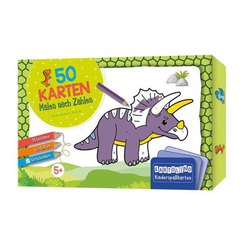 50 Karten Malen nach Zahlen - Dinosaurier