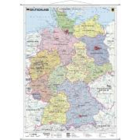 Deutschland politisch. Wandkarte mit Metallleiste